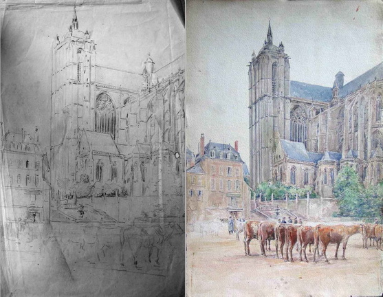 Marché place des Jacobins du Mans avec étude