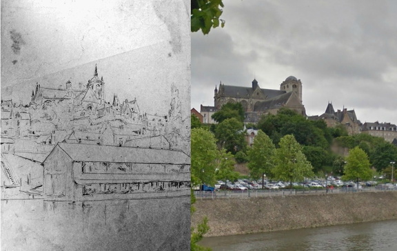 La cathédrale du Mans vu des berges de la Sarthe