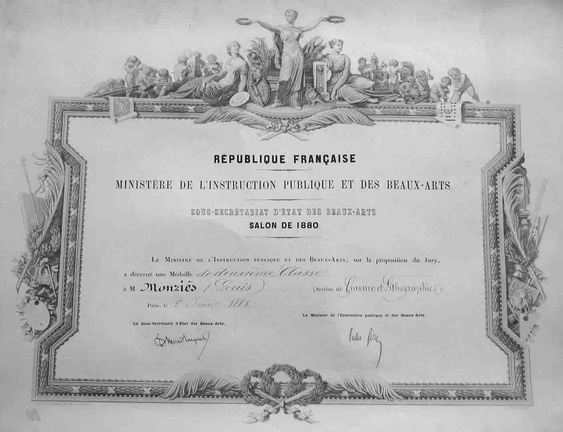 Diplôme du Salon de 1880