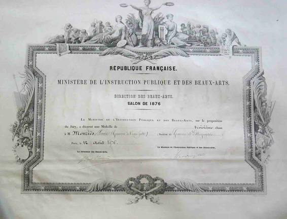 Diplôme du Salon de 1876