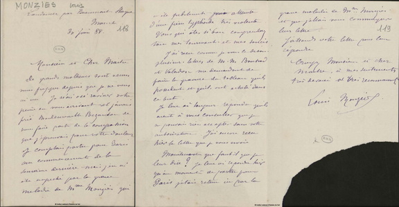 Lettre à Meissonier du 30 Juin 1888