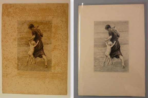 Demont Breton - Le bain, Avant et après restauration