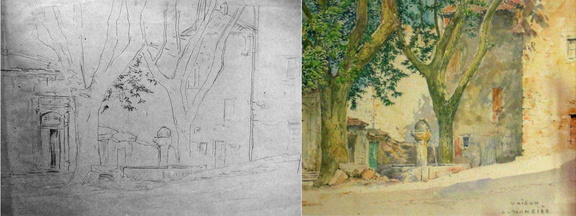 Fontaine à Vaison-la-Romaine avec étude