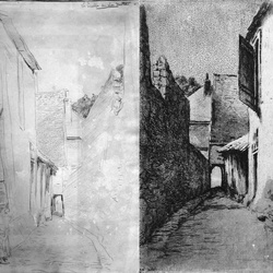 Dessins d'étude avec eaux-fortes en regard