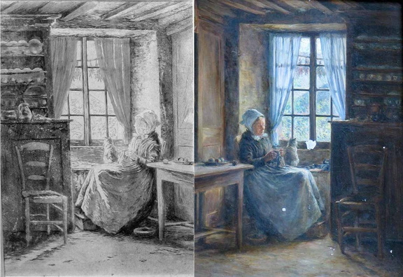Femme au chat devant la fenêtre