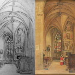 Dessins d'études avec tableaux en regard